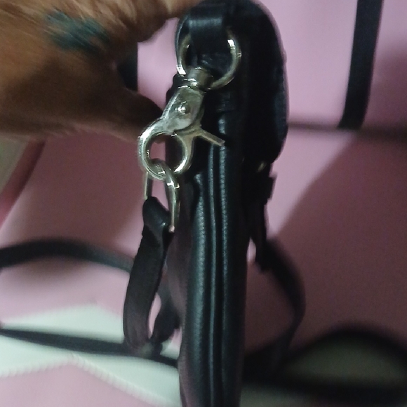 MilwaBlack Leather Crossbody Bag with Metal Accents - Picture 6 of 10